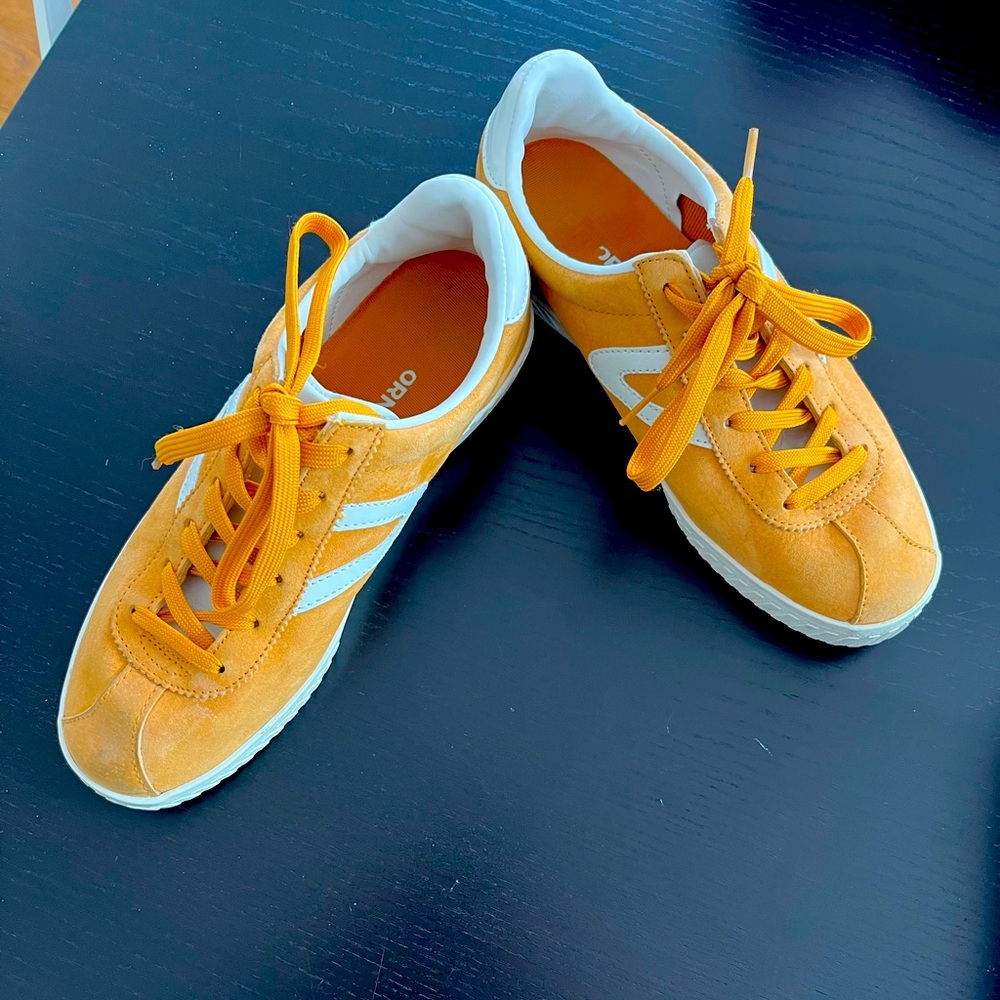 Tretorn, yellow suede sneakers
